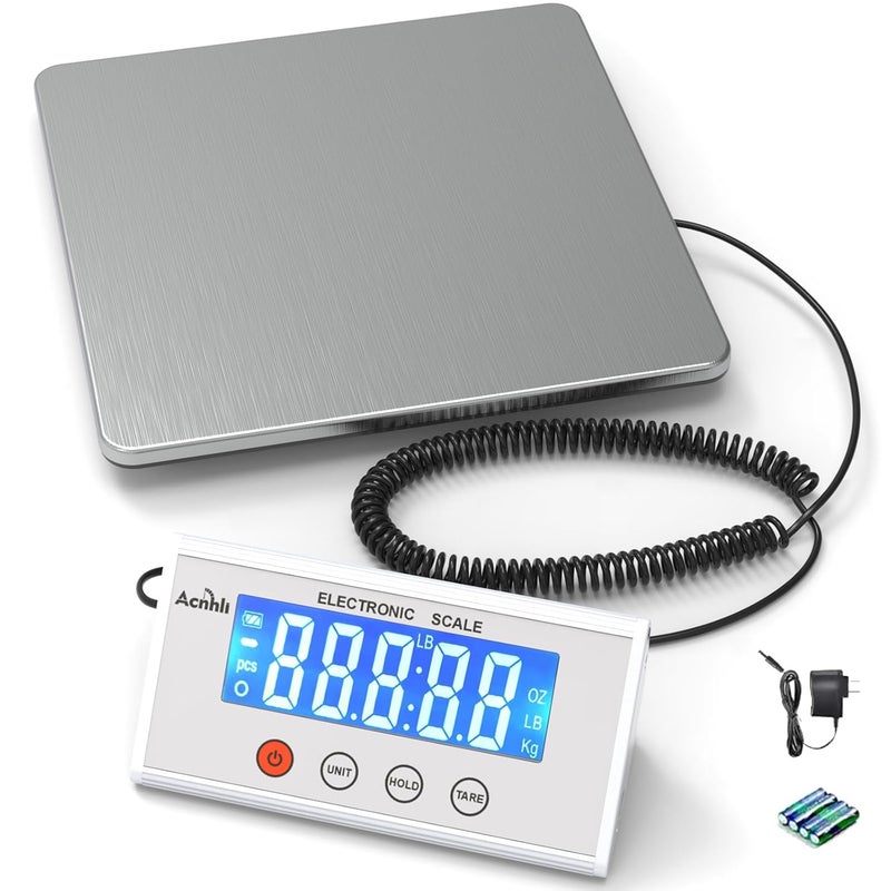 Acnhli Digital Shipping Scales 440 pounds, Stainless Steel Heavy Duty Postal Scale for Warehouses, Homes, Offices, and Courier Companies, Including Product Manuals and adapters - Image 1